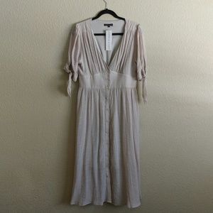 Cream Button Down Midi Dress